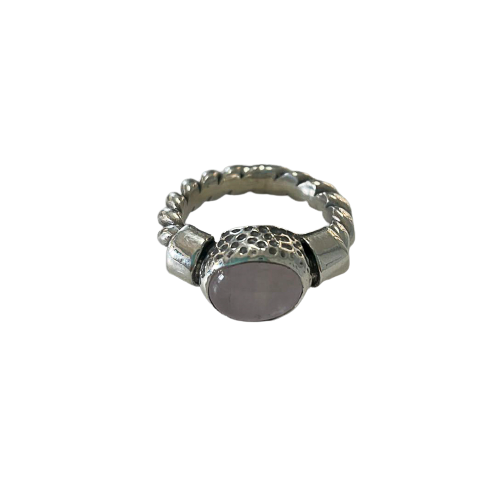 Rope ring in silver and natural stones