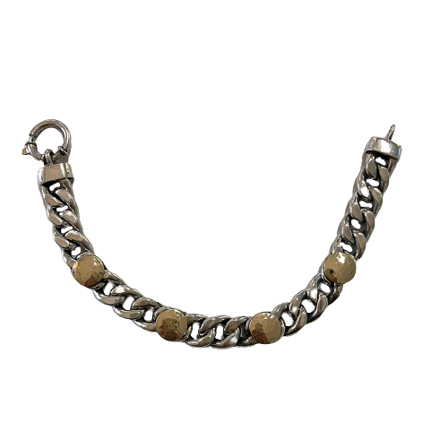 Pulseira corrente em prata e ouro