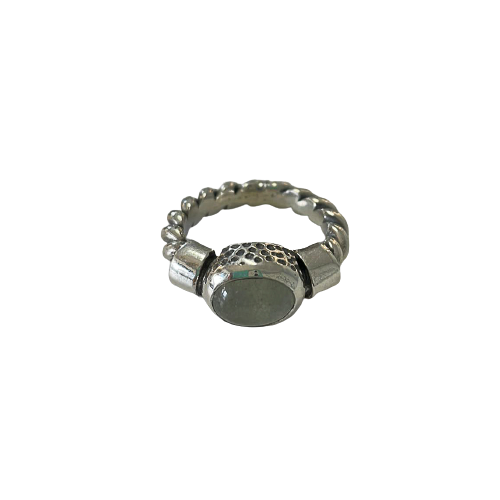 Rope ring in silver and natural stones