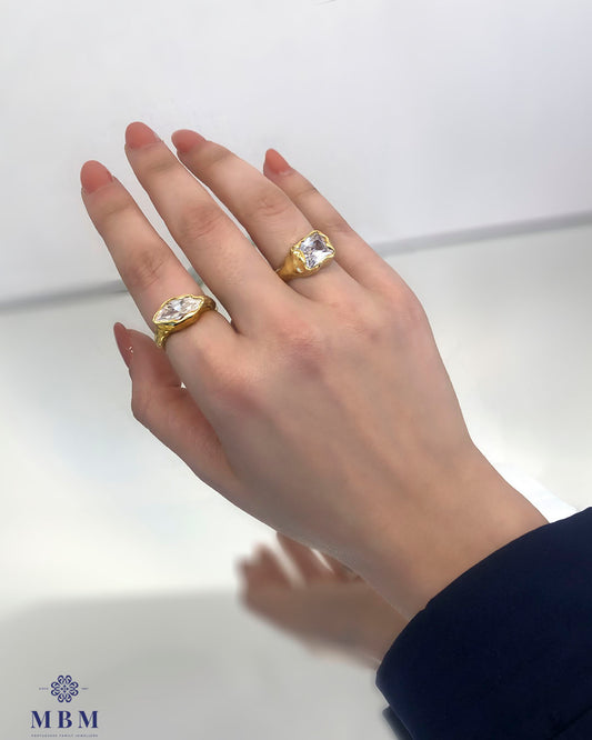 Anel prata com zircão