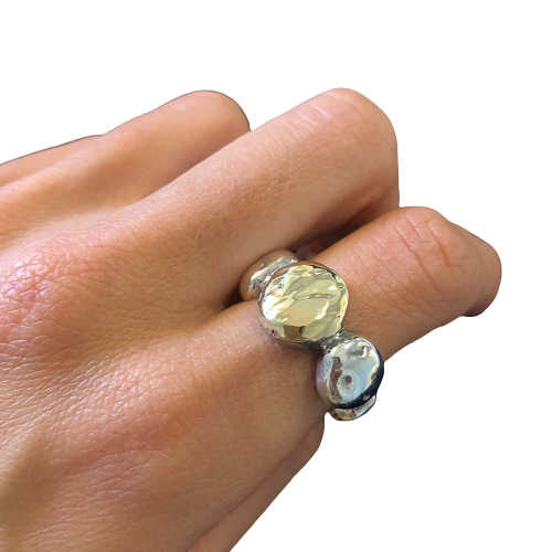 Anel em prata e ouro