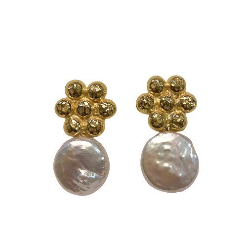 Brincos Flor com madrepérola