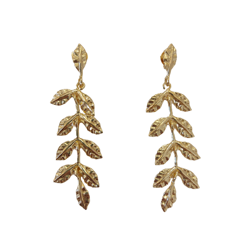Brincos finos compridos Folhas