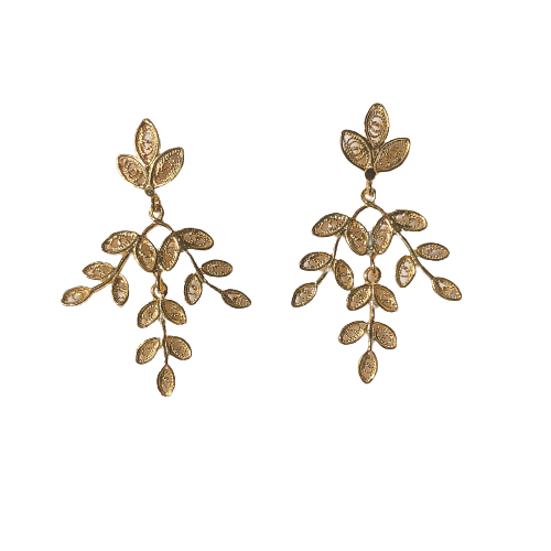 Brincos folhas em prata - pequenos