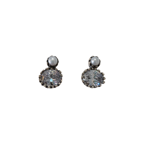 Brincos pequenos zircão e pérola