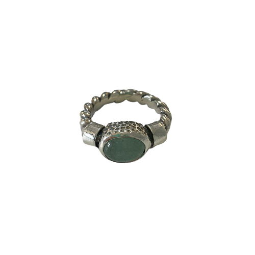 Rope ring in silver and natural stones