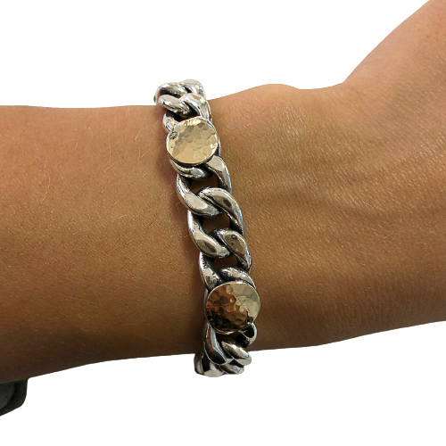 Pulseira corrente em prata e ouro