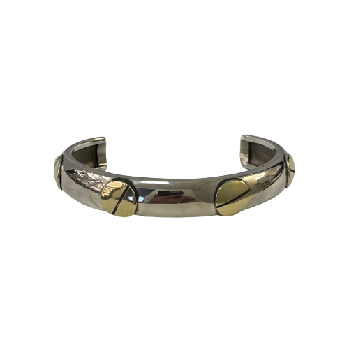 Pulseira "parafusos" em prata e ouro - Larga
