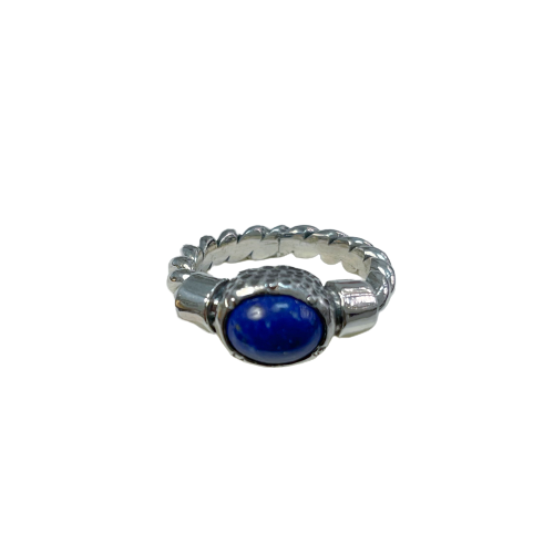 Rope ring in silver and natural stones