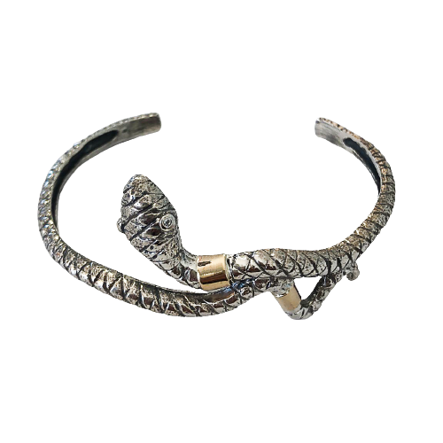 Pulseira Cobra em prata e ouro - fina
