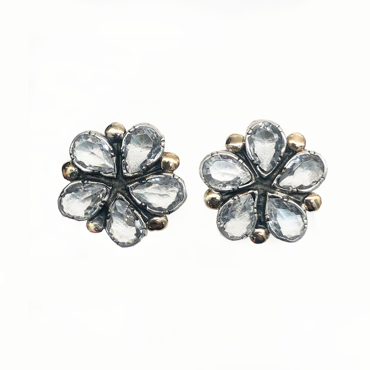 Brincos Cristal de Rocha em prata e ouro