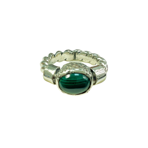Rope ring in silver and natural stones