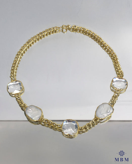 Colar de Prata com Hidrotermais e Pérolas