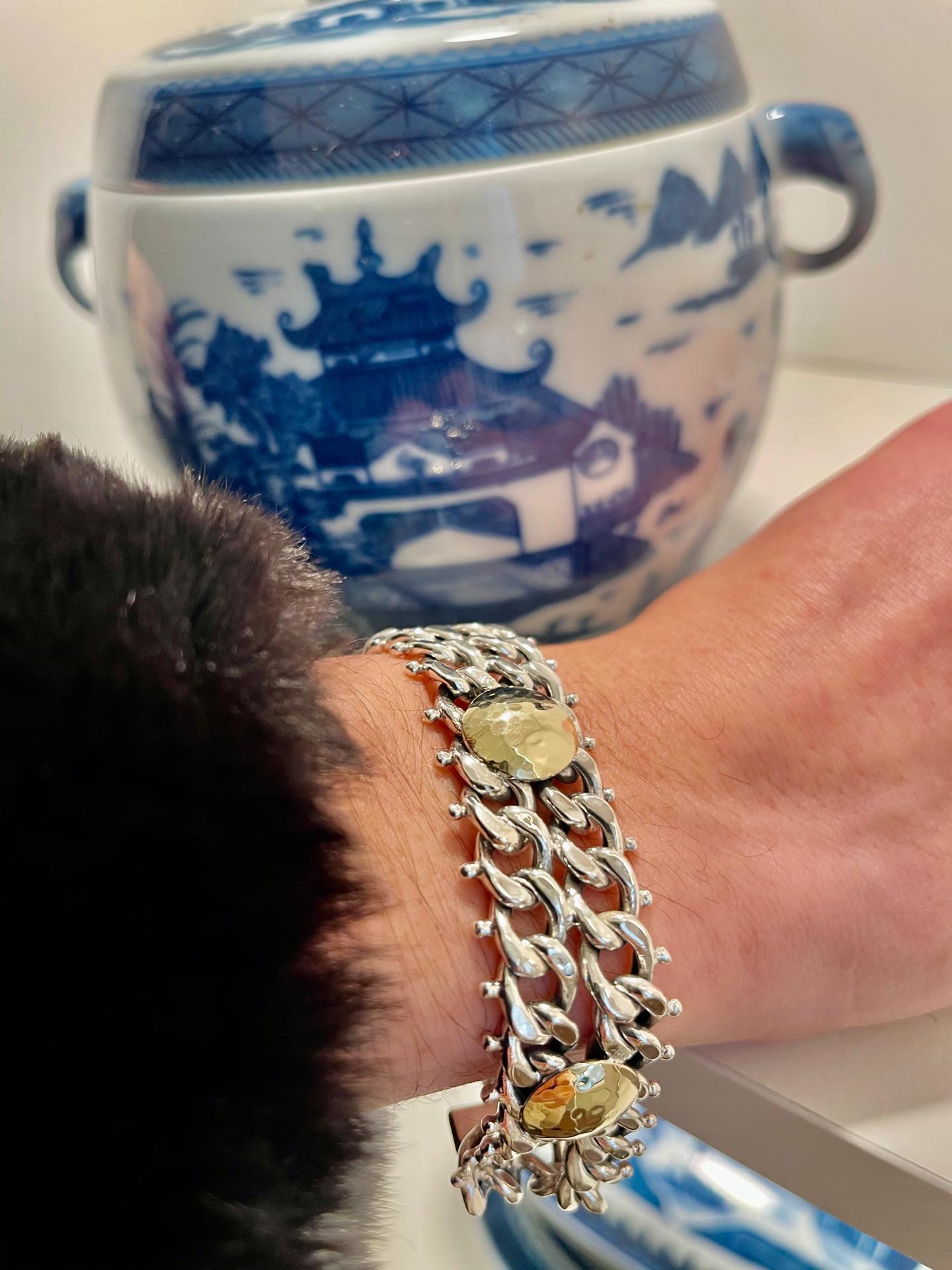Pulseira em prata e ouro