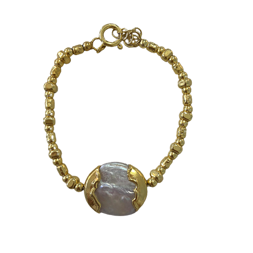 Pulseira pepitas em prata e madrepérola