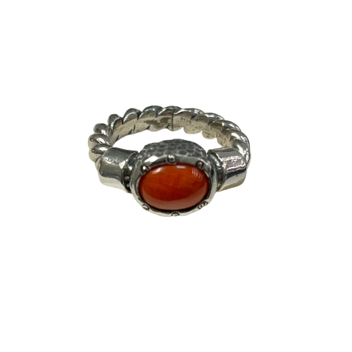 Rope ring in silver and natural stones