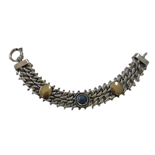 Pulseira com Cianita em prata e ouro