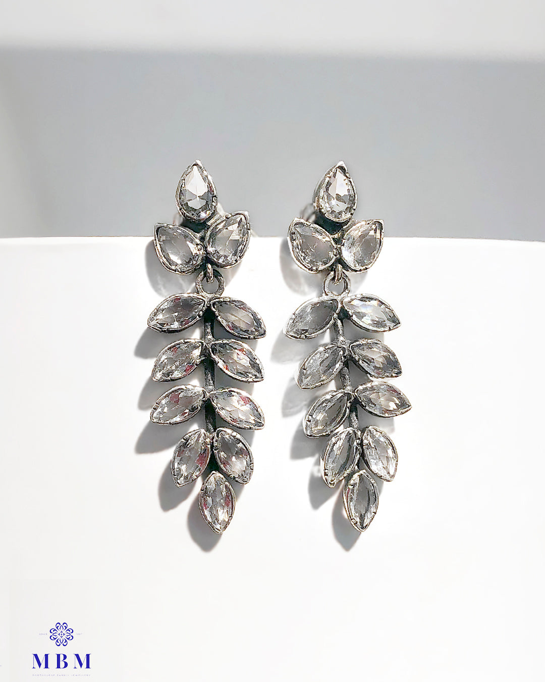 Silver and rock crystal earrings