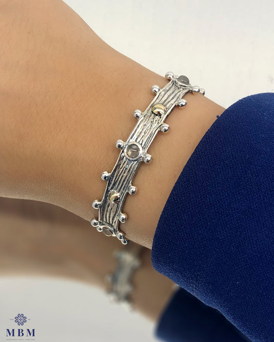 Pulseira Prata e ouro com pormenores