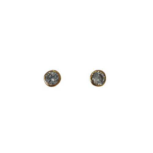 Small zircon earrings - silver and gold