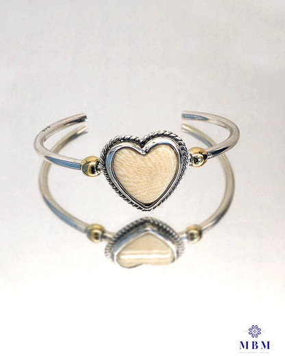 Silver and gold heart bracelet