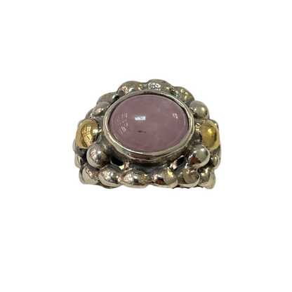 Silver and gold ring with natural stone