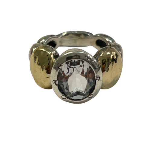 Oval rock crystal ring