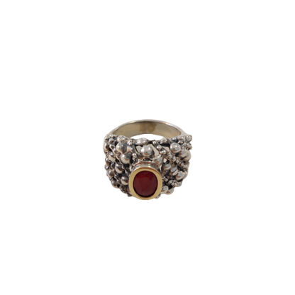 Silver and gold ring with stone