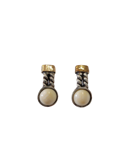 Silver and gold earrings with stone