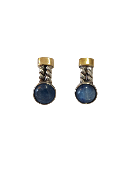 Silver and gold earrings with stone