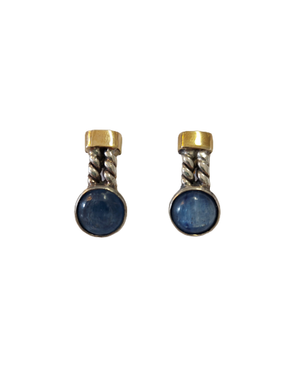 Silver and gold earrings with stone