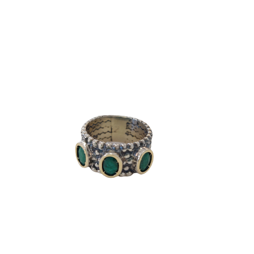 Silver and gold ring with 3 stones