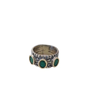 Silver and gold ring with 3 stones