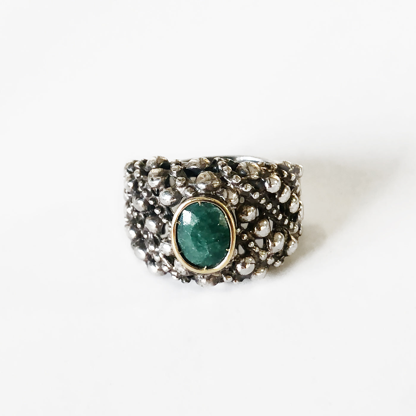 Silver and gold ring with stone