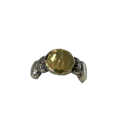 Hammered silver and gold ring