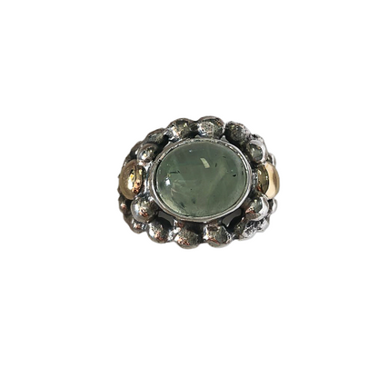 Silver and gold ring with natural stone