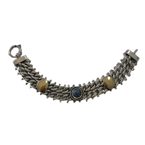 Bracelet with Kyanite in silver and gold