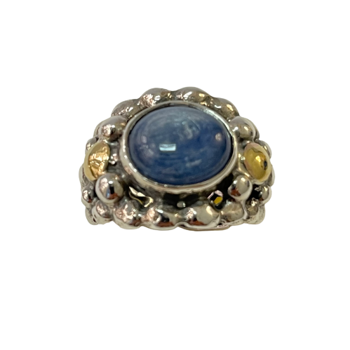 Silver and gold ring with natural stone