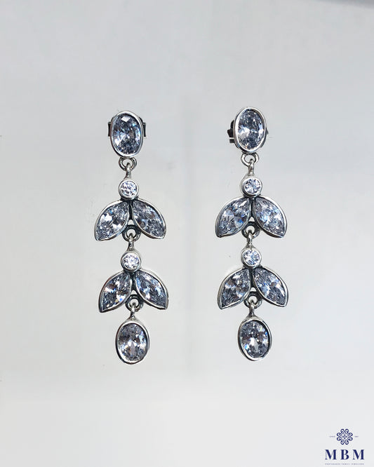 Silver and rock crystal earrings